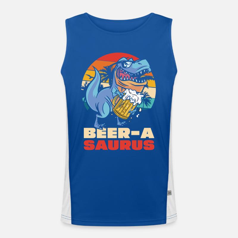 BeerA Saurus Dino mit Bierkrug Funktionelles Kontrast-Tank Top für Männer 