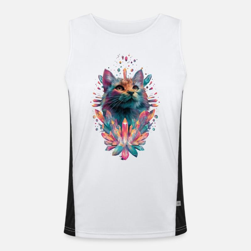 Rainbow Crystal Cat, Cute Men's Functional Contrast Tank Top 