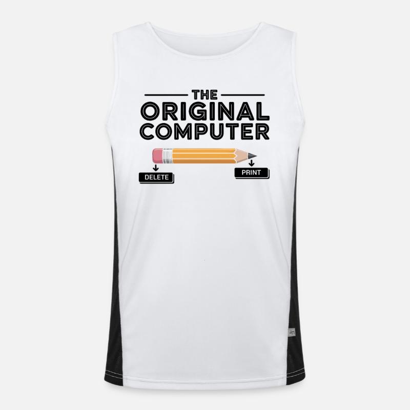 Der Original Computer – Bleistift Delete & Print Funktionelles Kontrast-Tank Top für Männer 