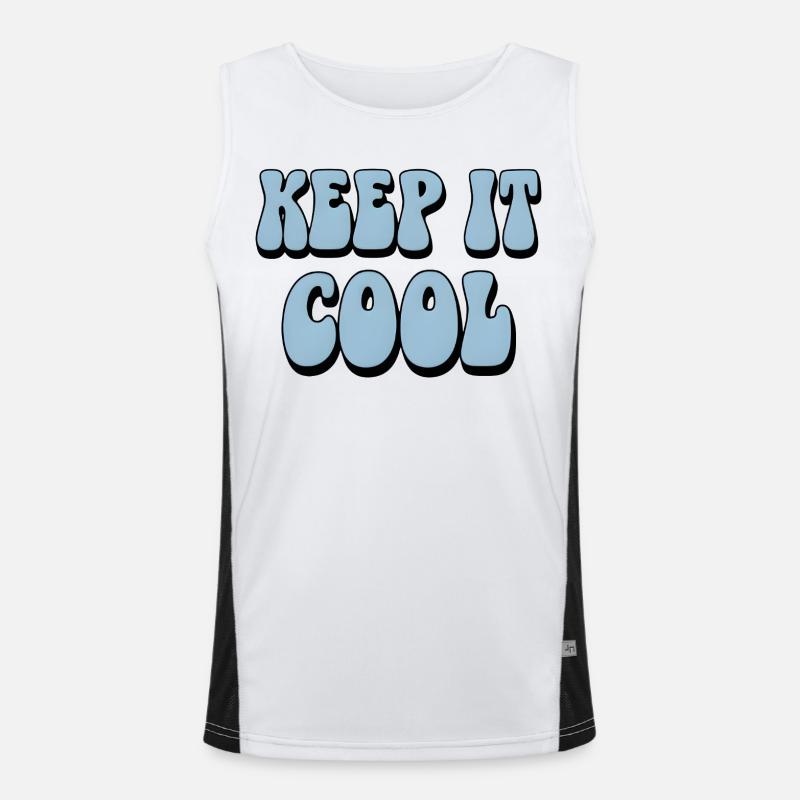 Keep It Cool Bubble Text - Men's Functional Contrast Tank Top  - white/black