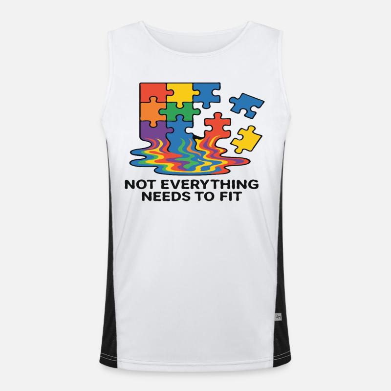 Not Everything Fits Rainbow Puzzle Men's Functional Contrast Tank Top 