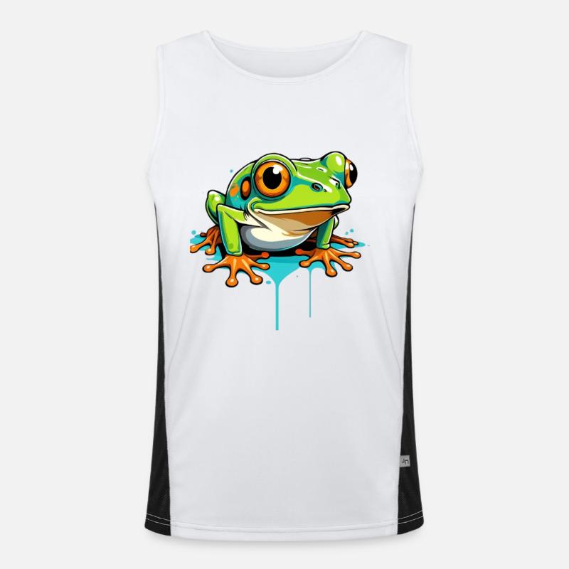 Frog Graffiti Neon Splash Men's Functional Contrast Tank Top 