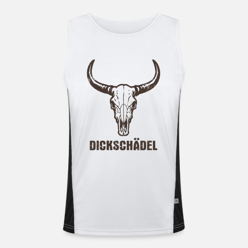 Stierkopf Schädel mit Hörnern - Dickschädel Funktionelles Kontrast-Tank Top für Männer 