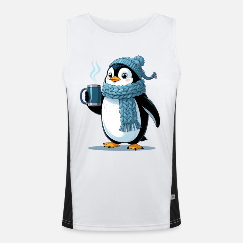 Kuschelpinguin mit blauer Mütze Funktionelles Kontrast-Tank Top für Männer 