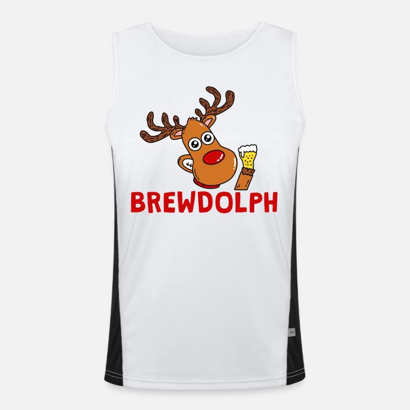 BrewDolph Reindeer Bierheld Funktionelles Kontrast-Tank Top für Männer 