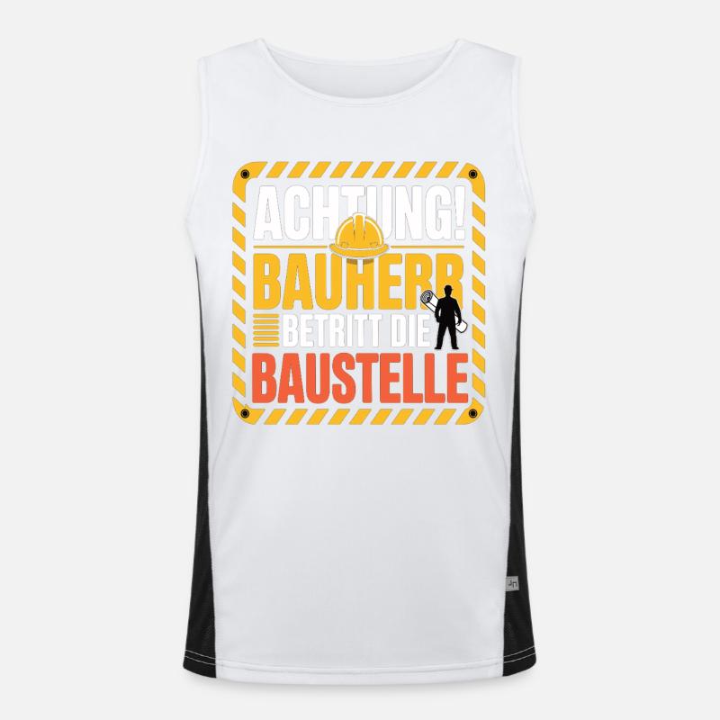 Attention: Builder enters the construction site - Men's Functional Contrast Tank Top  - white/black