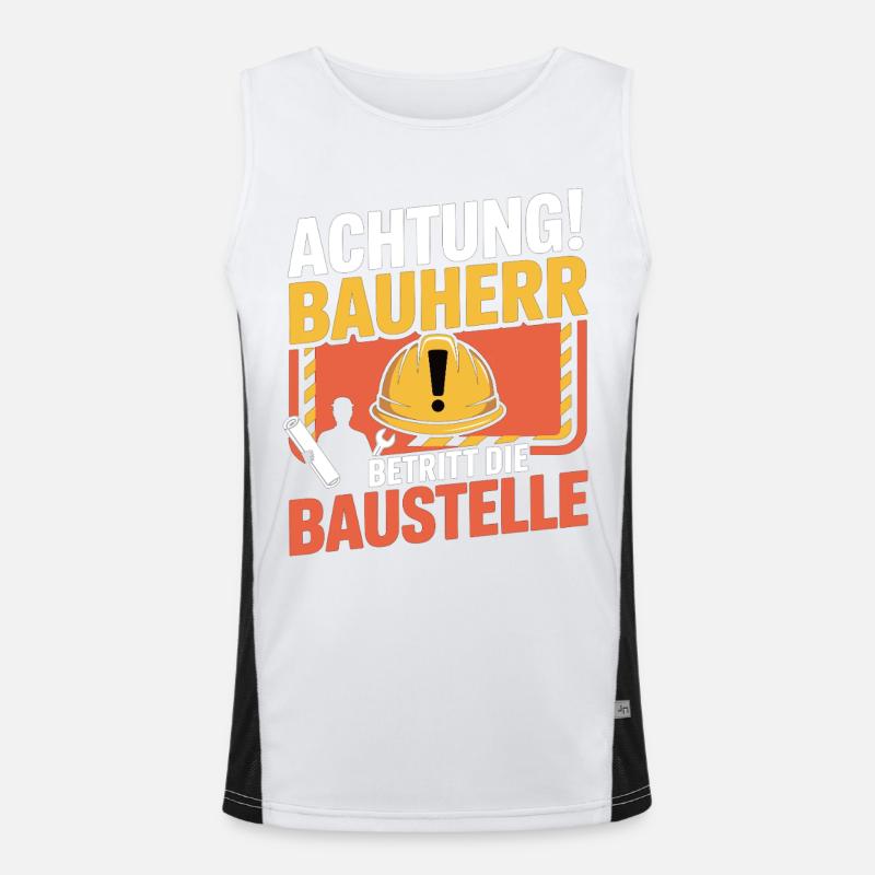 Attention: Builder enters the construction site - Men's Functional Contrast Tank Top  - white/black