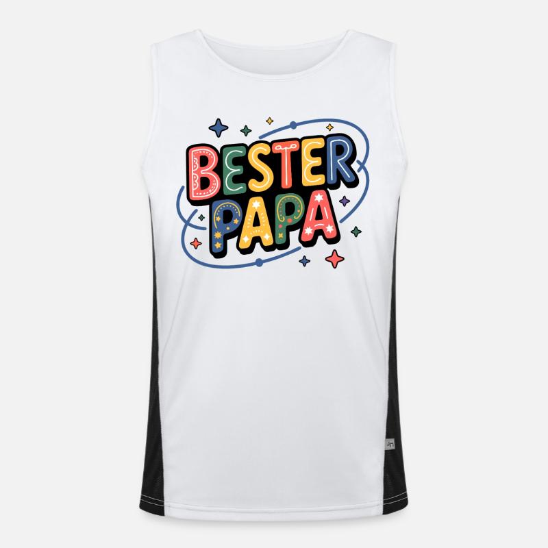 Bester Papa – bunte Buchstaben Funktionelles Kontrast-Tank Top für Männer 