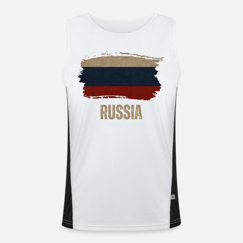 Drapeau grunge de la Russie, j’adore la Russie Débardeur respirant contrasté Homme 