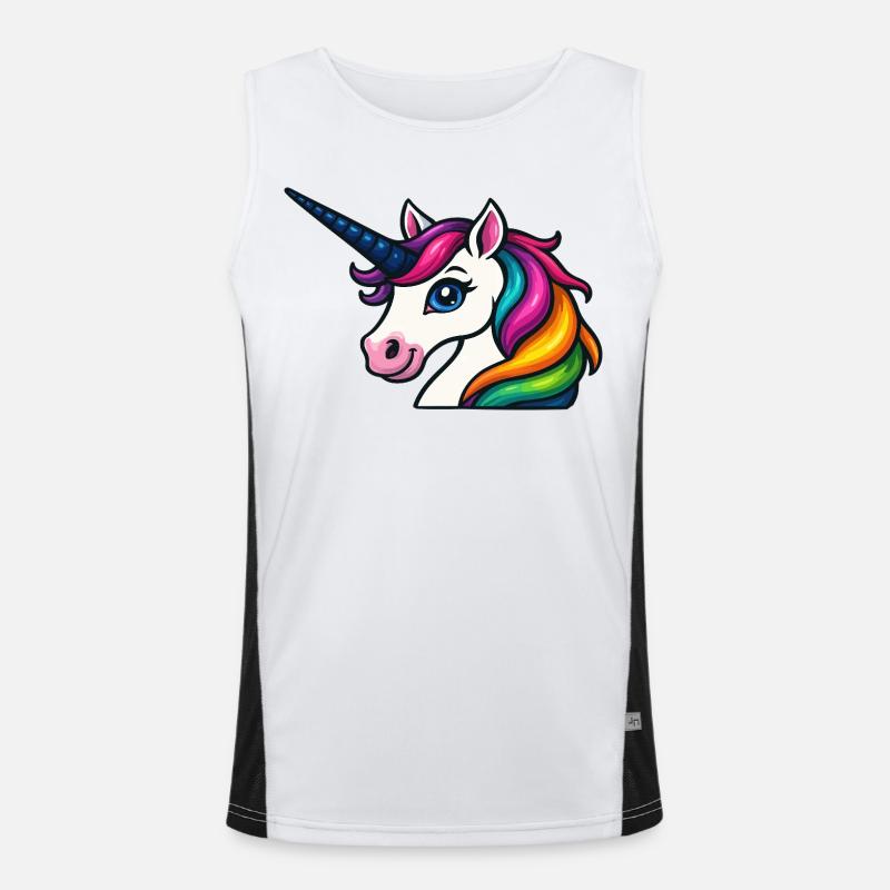 Strahlendes Regenbogen-Einhorn Funktionelles Kontrast-Tank Top für Männer 