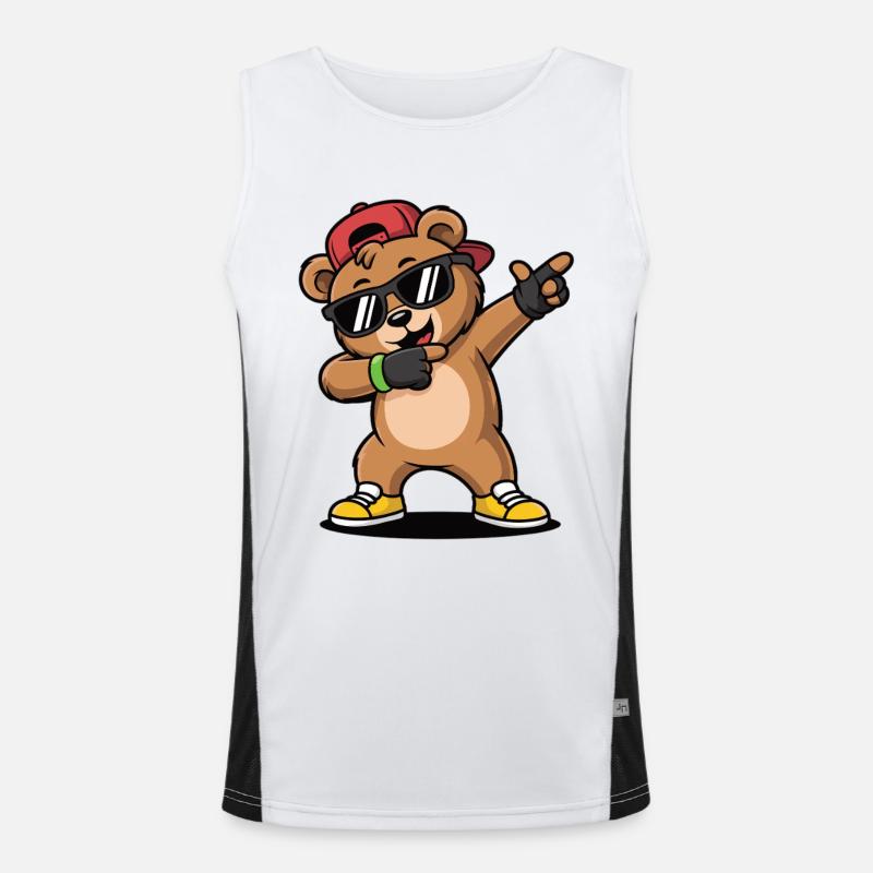 Ours dansant cool avec casquette et lunettes de soleil Débardeur respirant contrasté Homme 