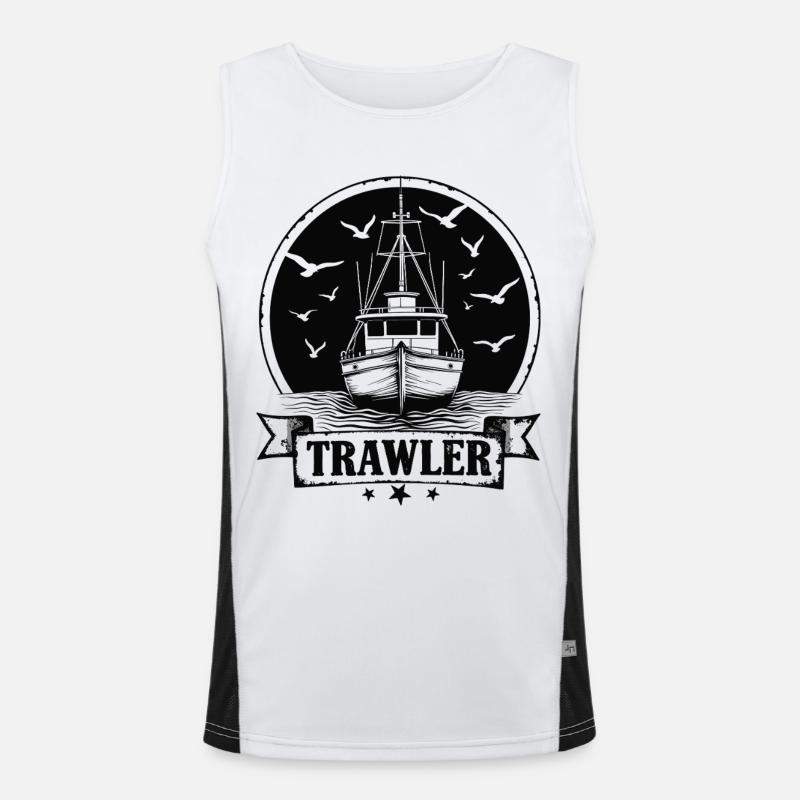 Trawler Fischkutter Ahoi Maritim Funktionelles Kontrast-Tank Top für Männer 