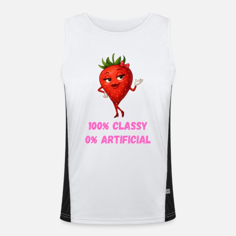 Strawberry Diva Elegant Fruit Cartoon - Men's Functional Contrast Tank Top - white/black