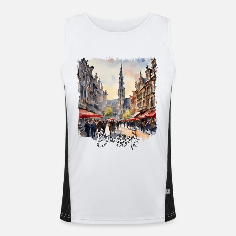 Aquarell von Brüssel, Brüssel, Belgien Funktionelles Kontrast-Tank Top für Männer 