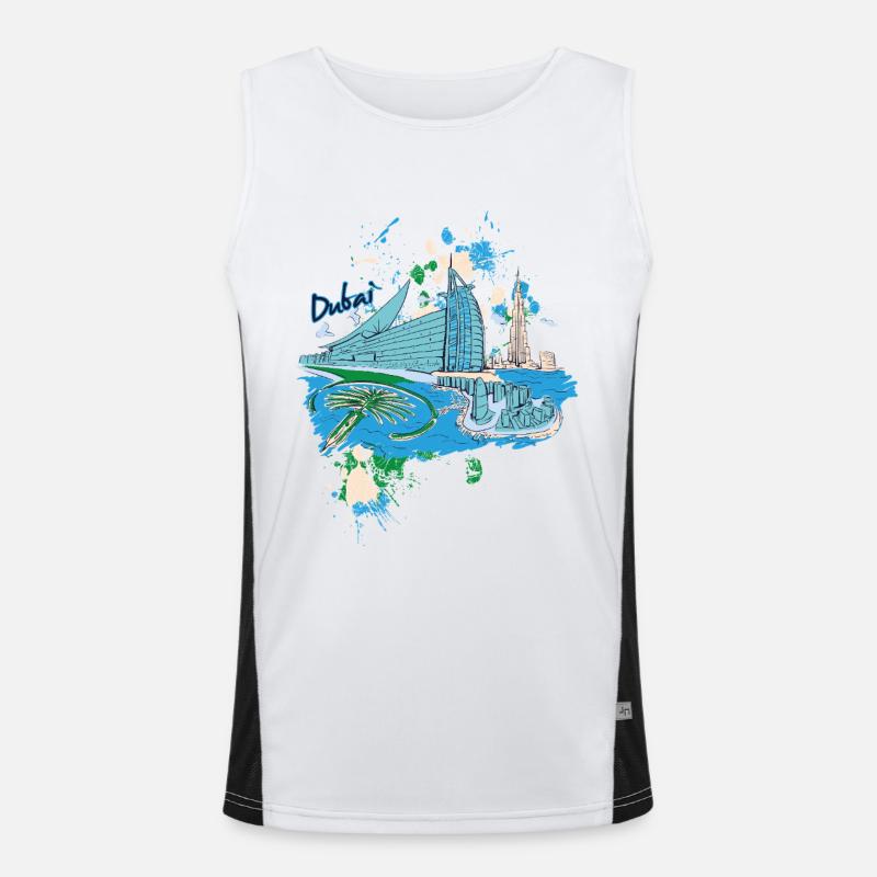 Dubai Skyline – Moderne Superlative am Meer Funktionelles Kontrast-Tank Top für Männer 