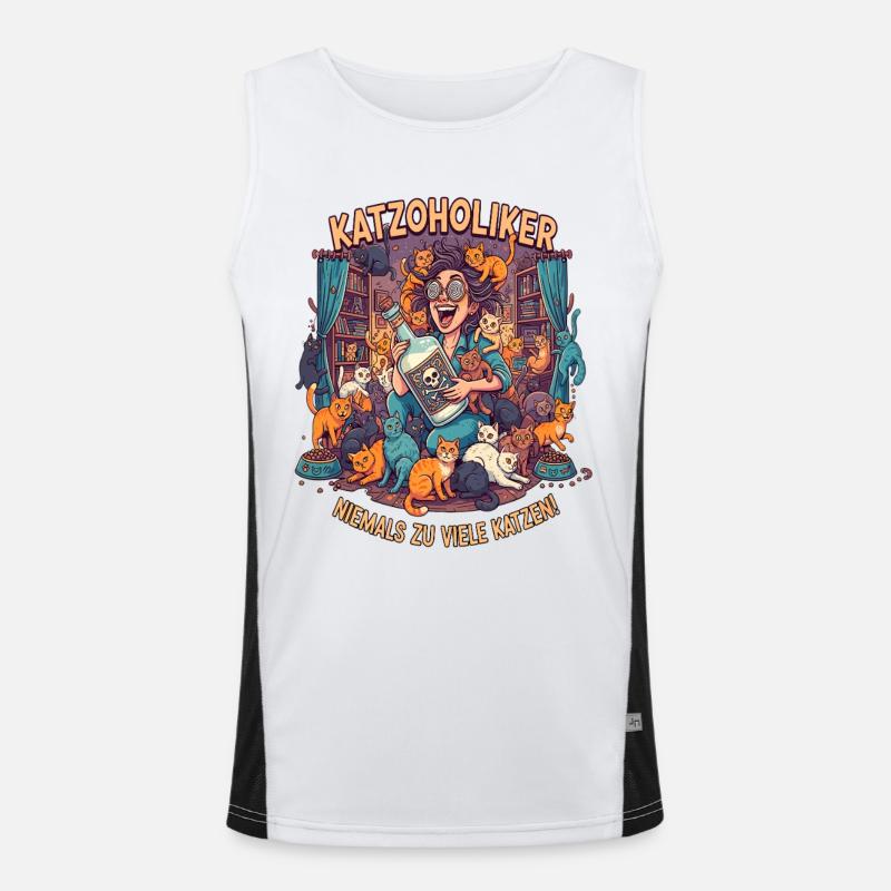 Cats addicted, never too many cats Men's Functional Contrast Tank Top 