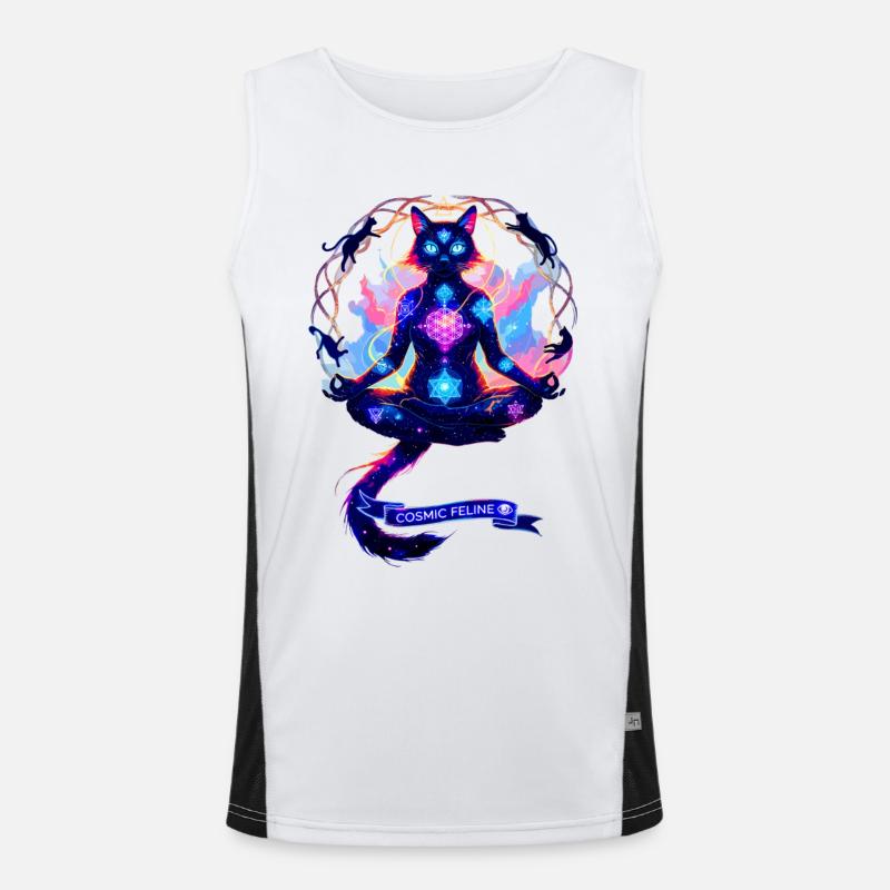 Cosmic Chakra Katze Funktionelles Kontrast-Tank Top für Männer 