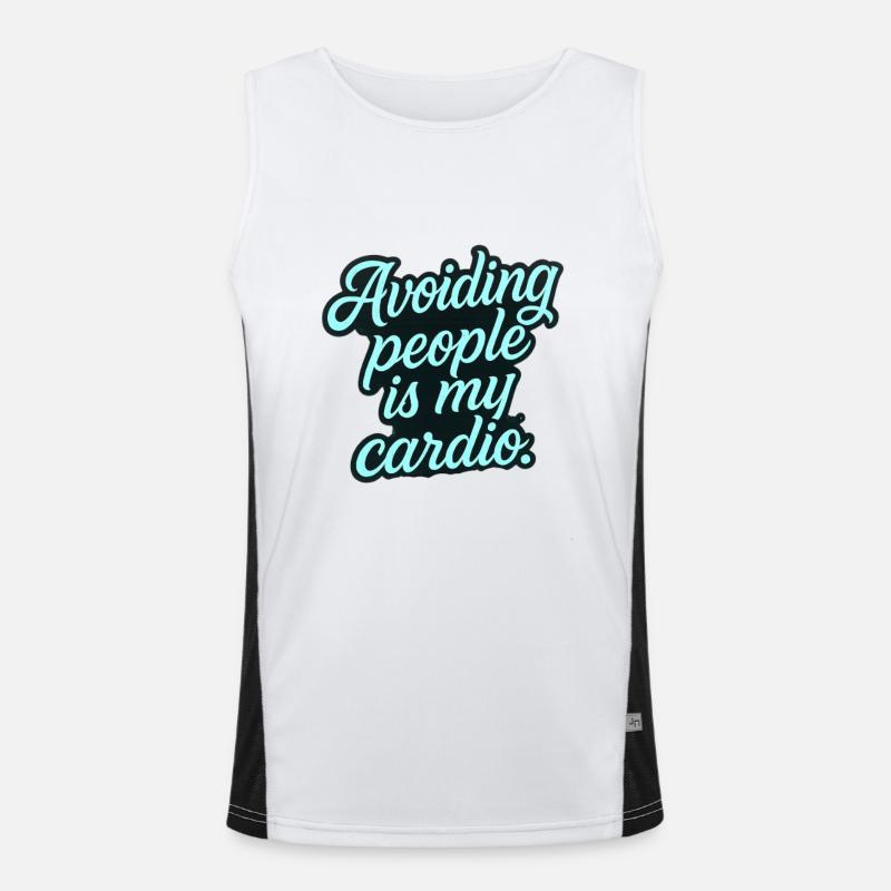 Avoiding people is my cardio. – Introvert Tattoo S Men's Functional Contrast Tank Top 