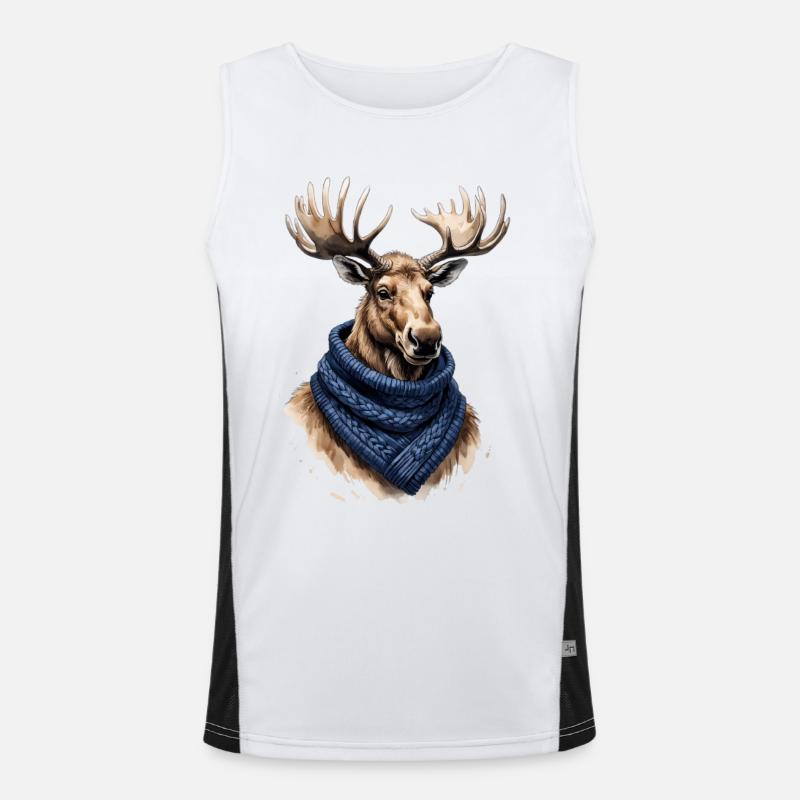 Elch mit blauem Schal Funktionelles Kontrast-Tank Top für Männer 
