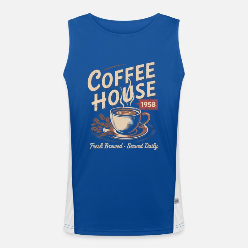 Vintage Kaffee Werbung Funktionelles Kontrast-Tank Top für Männer 