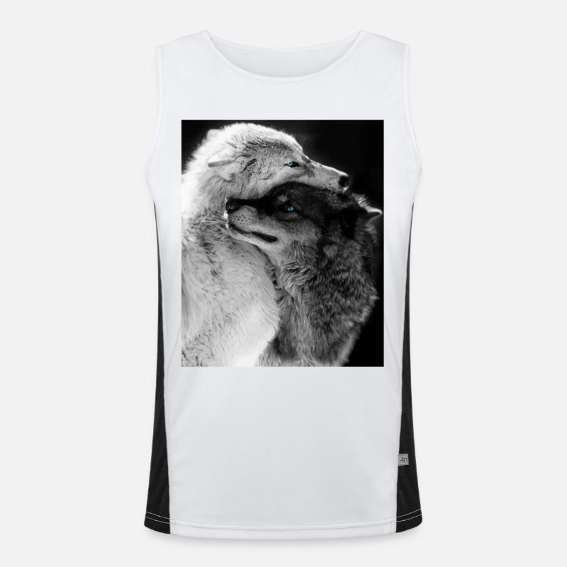Two Wolves Hugging Blue Eyes Men's Functional Contrast Tank Top 