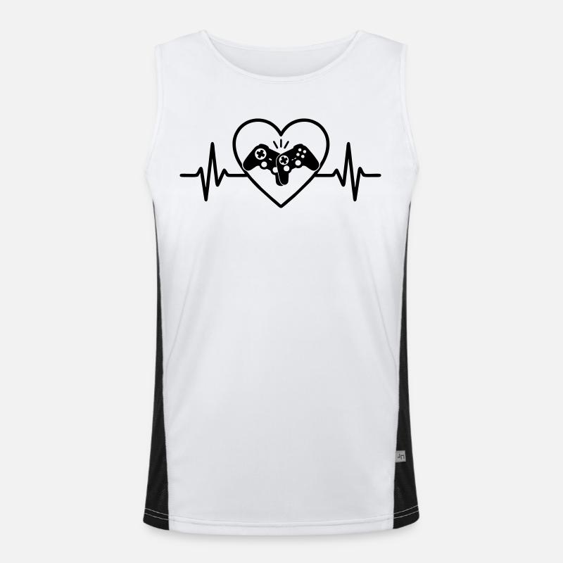Controller Herz Gamer Liebe Videospiele Funktionelles Kontrast-Tank Top für Männer 