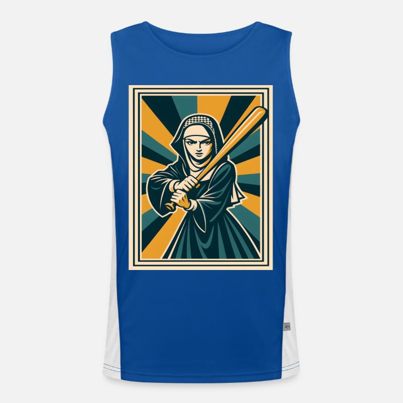 Nonne mit Baseballschläger Funktionelles Kontrast-Tank Top für Männer 