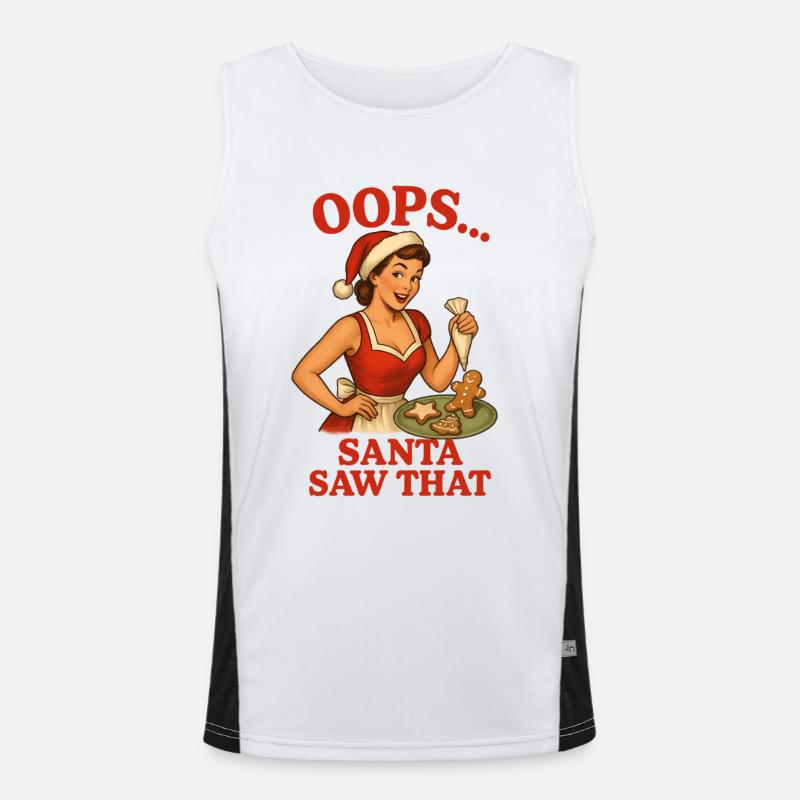 Oops Santa Saw That Men's Functional Contrast Tank Top 
