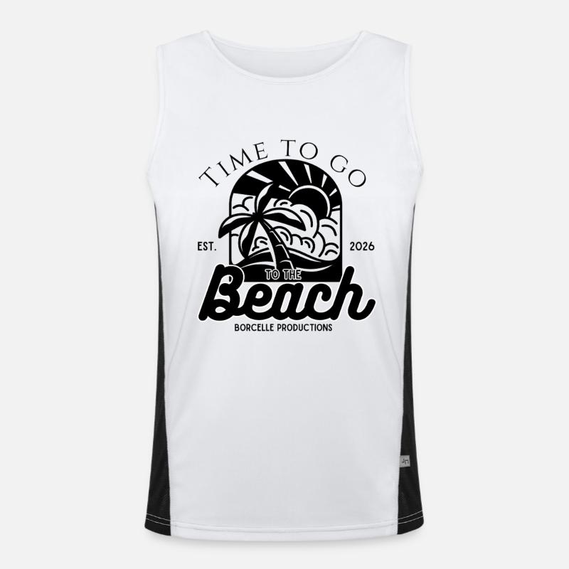 TIME GO IN THE BEACH Funktionelles Kontrast-Tank Top für Männer 