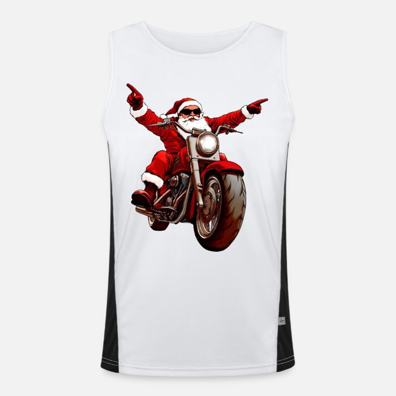 Weihnachten Motorradfahrer Funktionelles Kontrast-Tank Top für Männer 