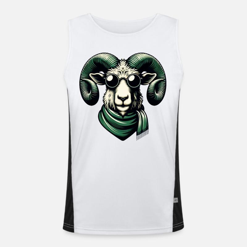 Ziegenbock mit Sonnenbrille Funktionelles Kontrast-Tank Top für Männer 