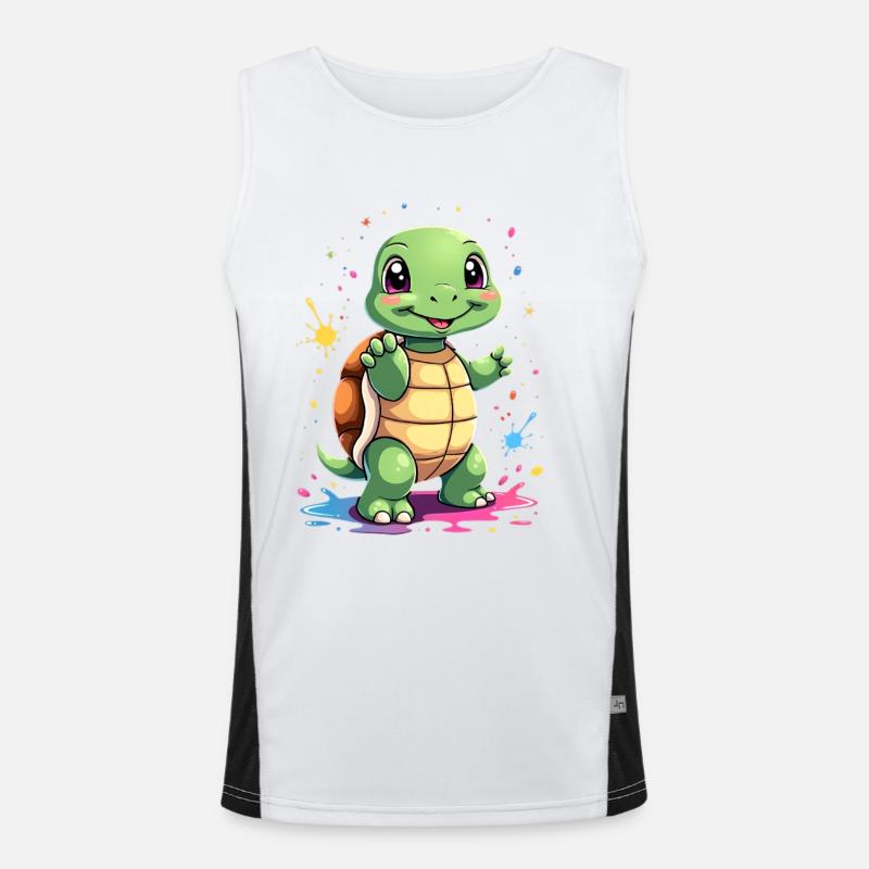 Turtle Paint Splash Fun Men's Functional Contrast Tank Top 