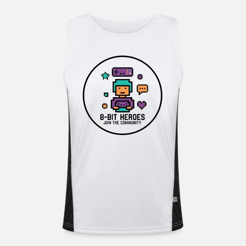 Pixel Gamer Retro 8-Bit Gaming Kult - Men's Functional Contrast Tank Top  - white/black