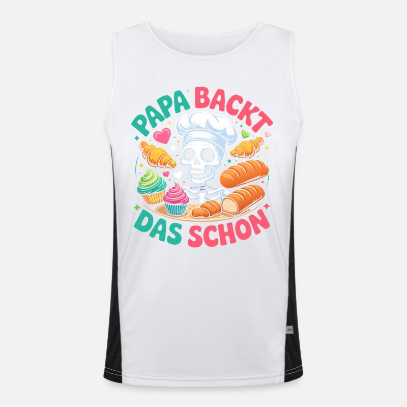 Dad's Baking Skeleton Chef - Men's Functional Contrast Tank Top  - white/black