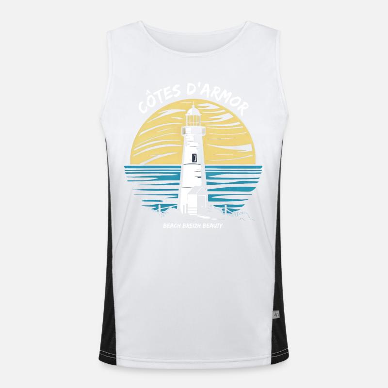 Côtes-d'Armor 22 Brittany Wild Coastline Leuchtturm Funktionelles Kontrast-Tank Top für Männer 