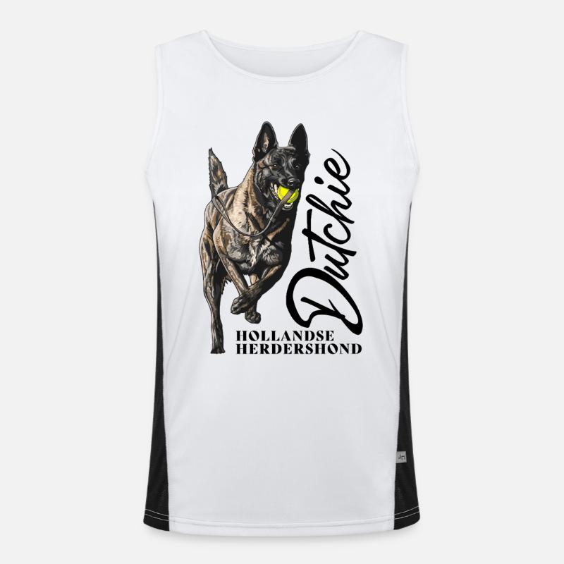 Dutch Shepherd - Dutchie  - Men's Functional Contrast Tank Top  - white/black