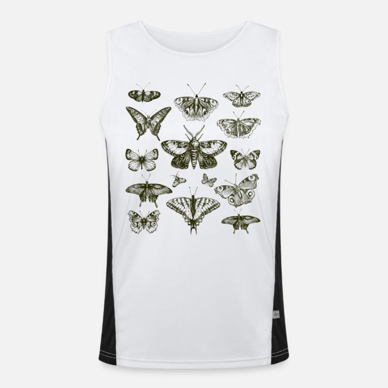 Hand Drawn Butterflies vintage Men's Functional Contrast Tank Top 