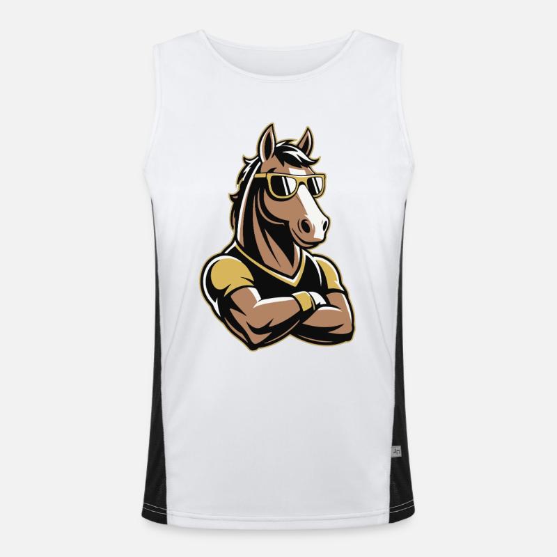 Mascotte cheval avec lunettes de soleil Débardeur respirant contrasté Homme 