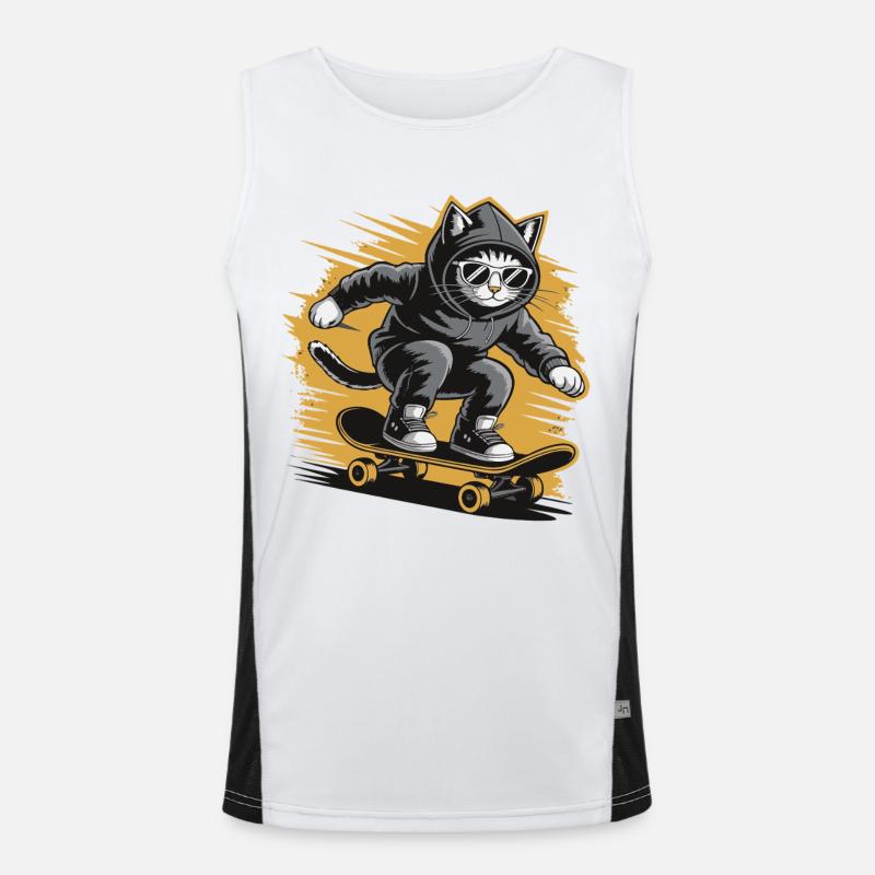 Chat patineur en sweat à capuche avec lunettes de soleil Débardeur respirant contrasté Homme 