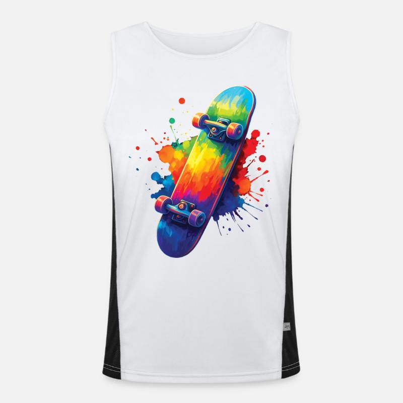 Multicolor Skateboard – Art Splash Skate Funktionelles Kontrast-Tank Top für Männer 