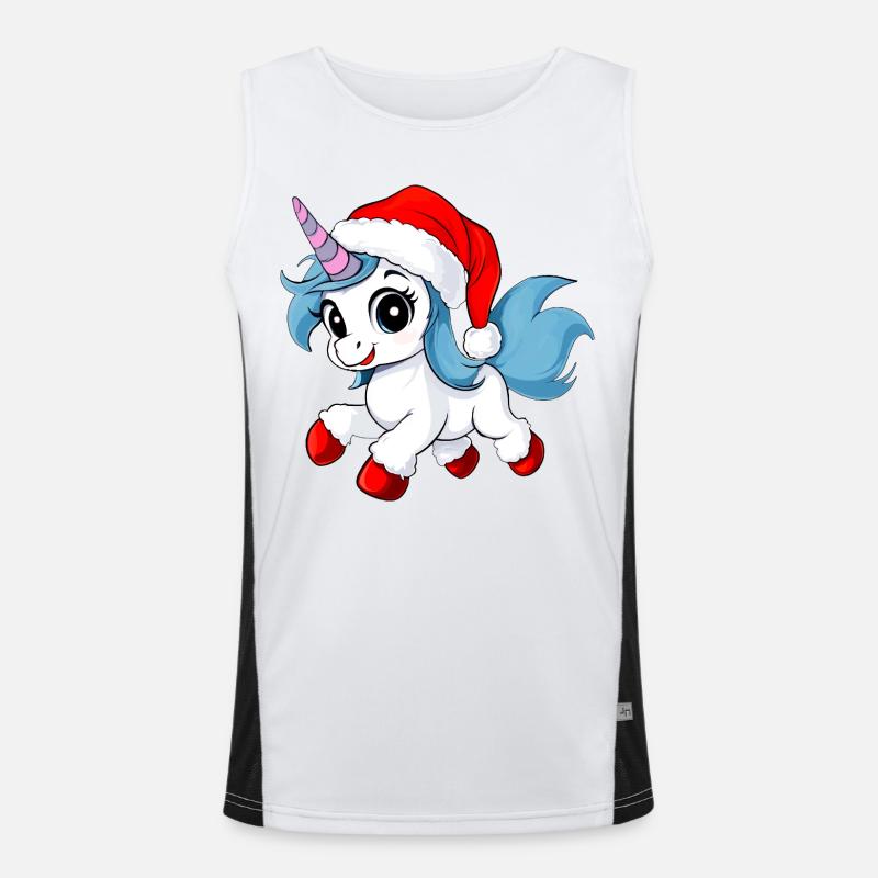 Einhörner Weihnachten Funktionelles Kontrast-Tank Top für Männer 