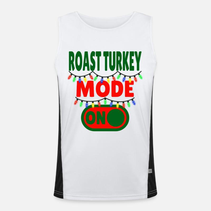 Roast Turkey Mode ON - Men's Functional Contrast Tank Top  - white/black