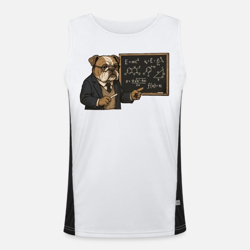 Professor Bulldog Teaching Math Science Chalkboard Men's Functional Contrast Tank Top 