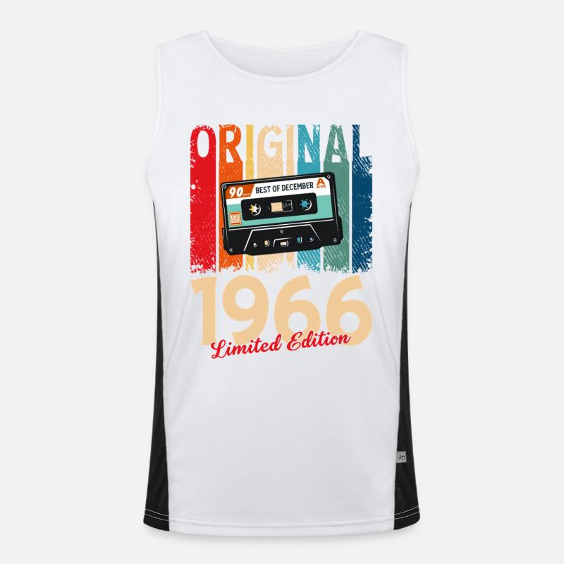 59th Birthday Cassette December 1966 - Men's Functional Contrast Tank Top  - white/black