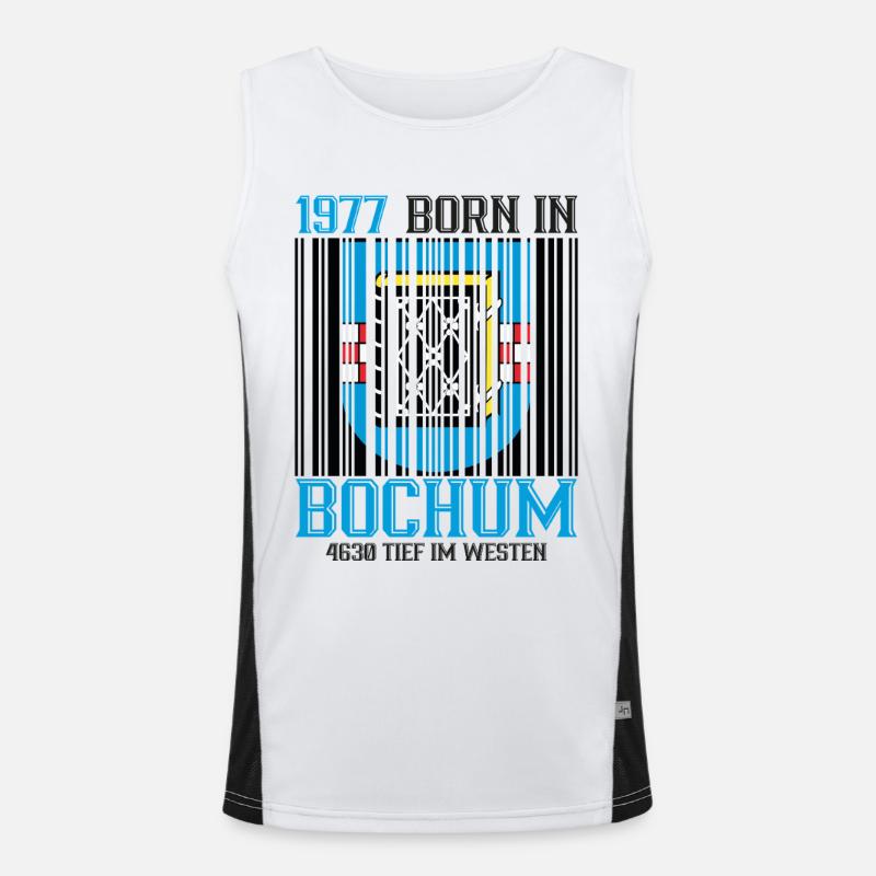 1977 Bochum Shield Barcode Funktionelles Kontrast-Tank Top für Männer 