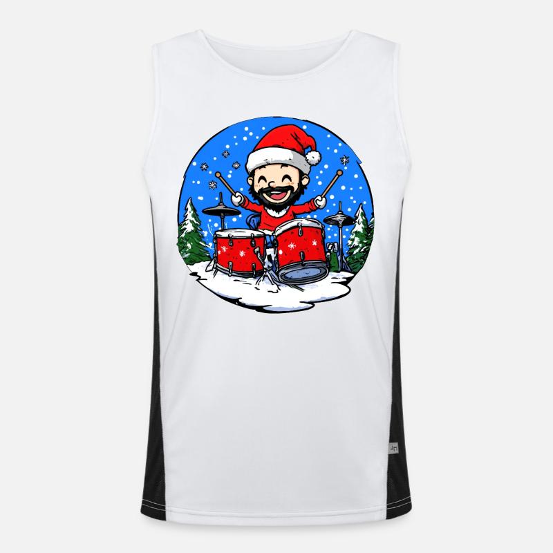 Schlagzeuger Christmas Funktionelles Kontrast-Tank Top für Männer 