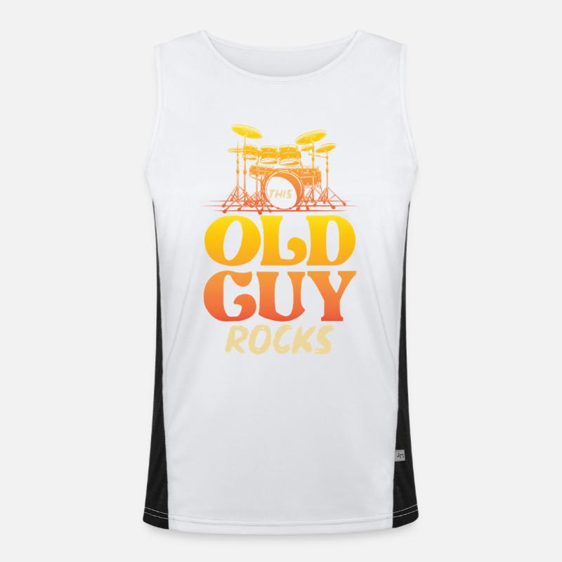 Alter Mann Rocks Schlagzeug Funktionelles Kontrast-Tank Top für Männer 