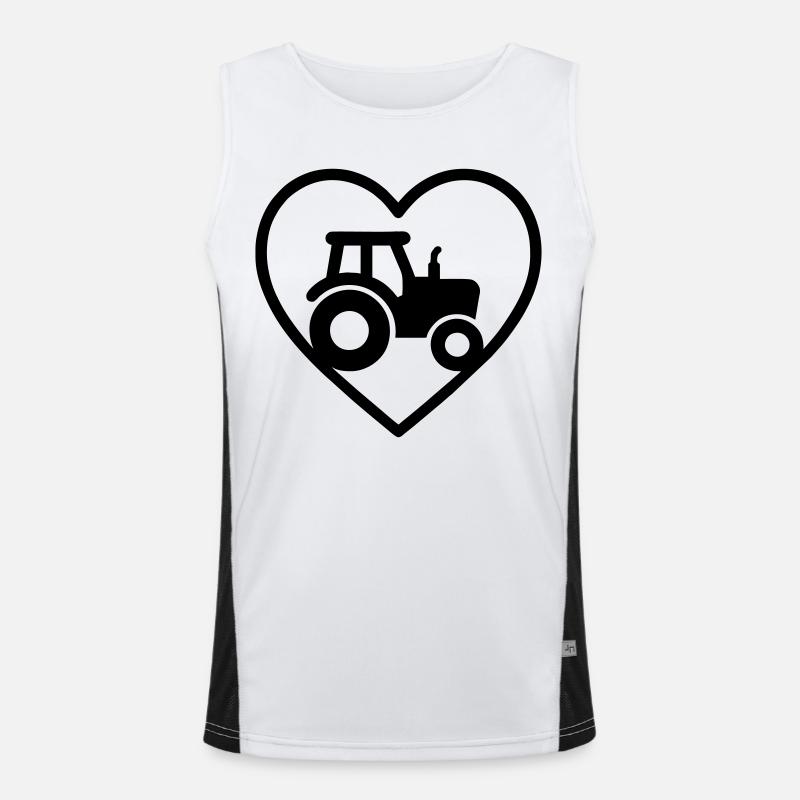 Heart Tractor – Farmer Passion Design - Men's Functional Contrast Tank Top - white/black