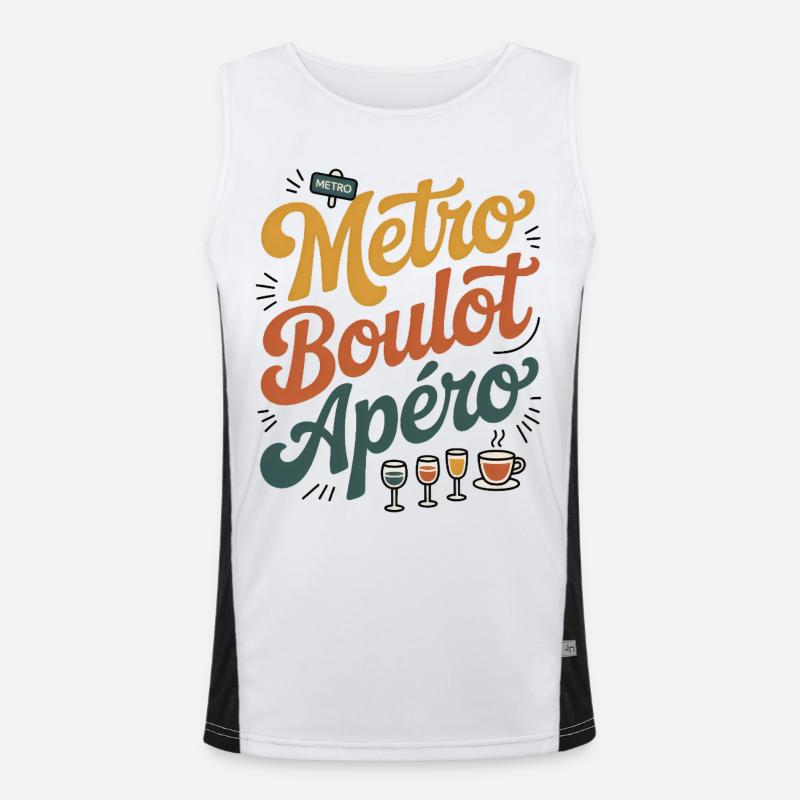 Metro Work Aperitif Humor Routine Arbeitsabend Funktionelles Kontrast-Tank Top für Männer 