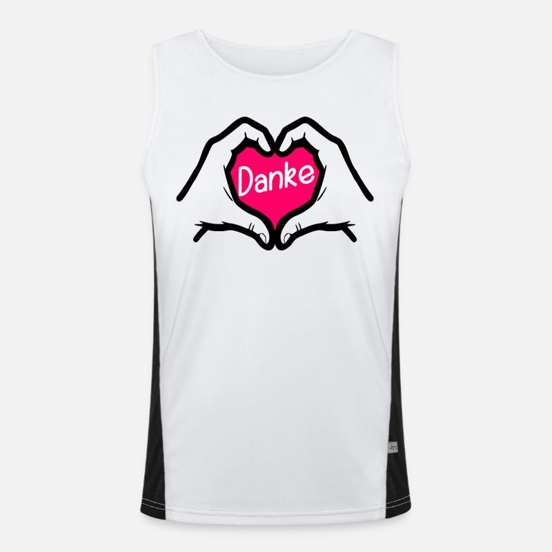 Dankeschön Danke HERZ Funktionelles Kontrast-Tank Top für Männer 
